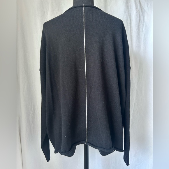 Elliot Lauren Black & White Cotton Cashmere Long Sleeve Sweater Size Medium - Picture 4 of 8